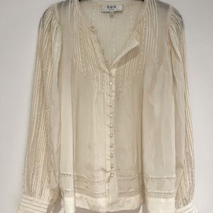 SEA cream blouse, like new, size 8…fits 6-8.